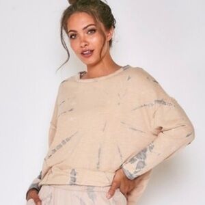 SAND & Grey Tie Dyed Organic Cotton Sweatshirt